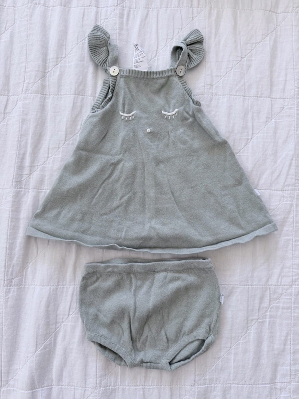 Elegant Baby Girls Knit Dress & Bloomer Set – Size 6 Months